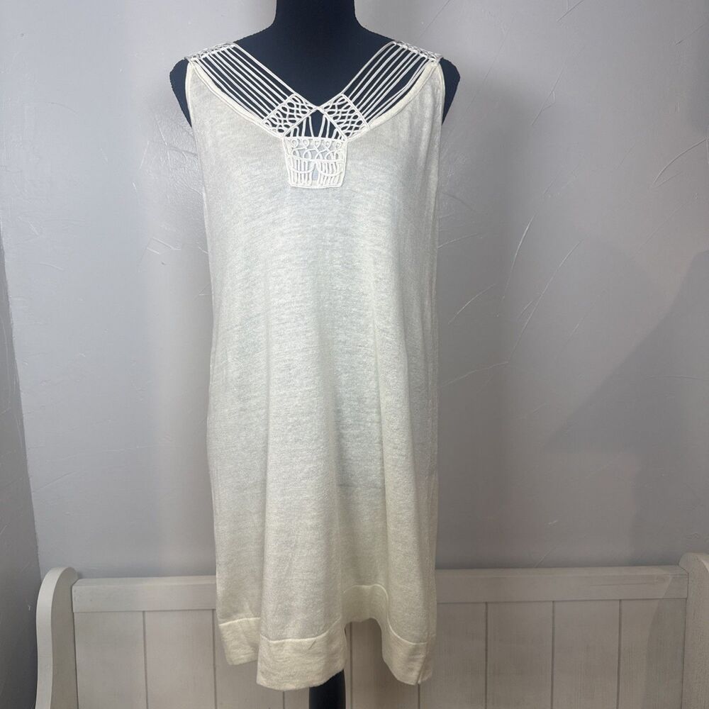 Soft Surroundings Dress Size Small Cream Sleeveless Linen Blend